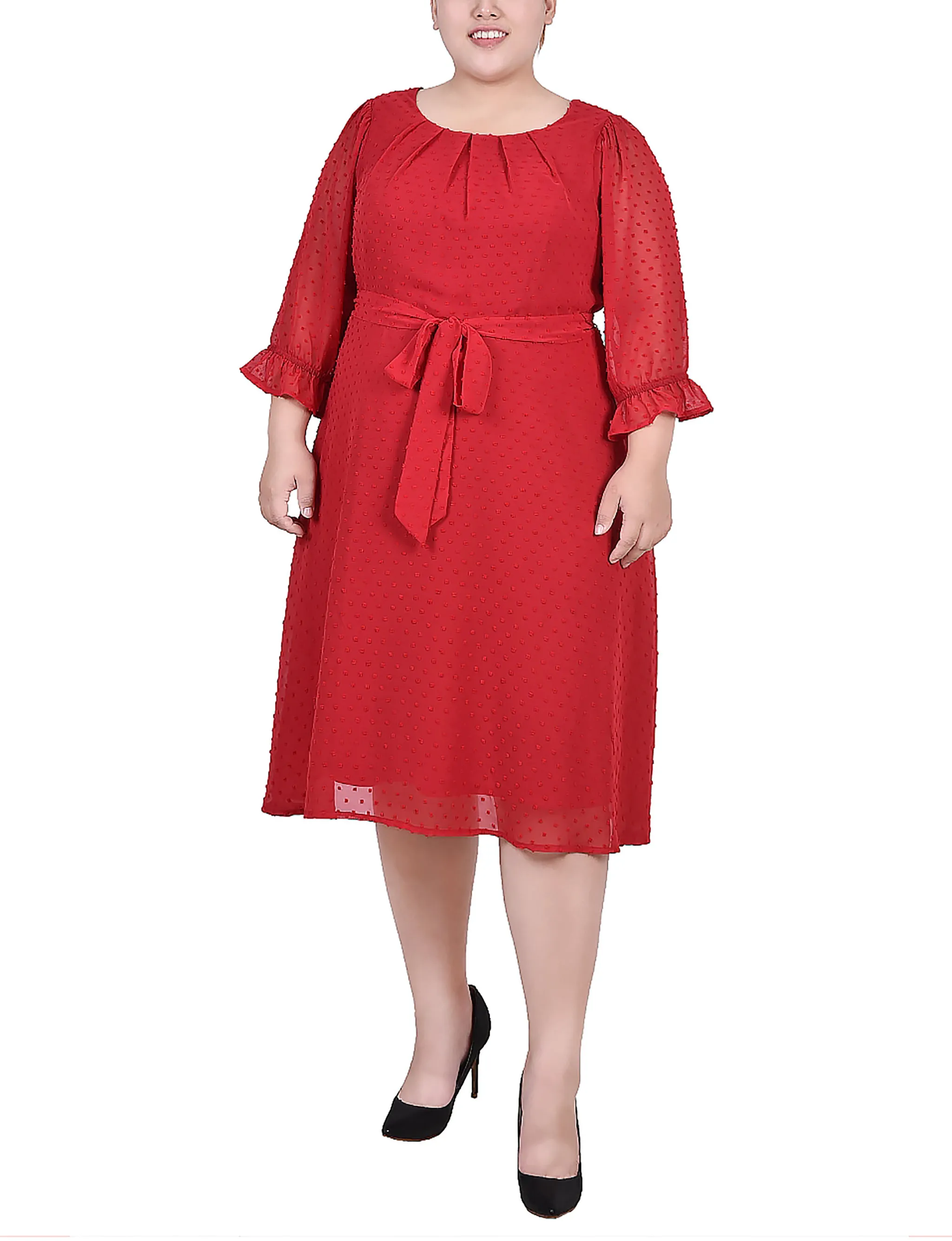 Jester Red 3/4 Sleeve Blouse With Necklace - Petite sold by Dress Barn