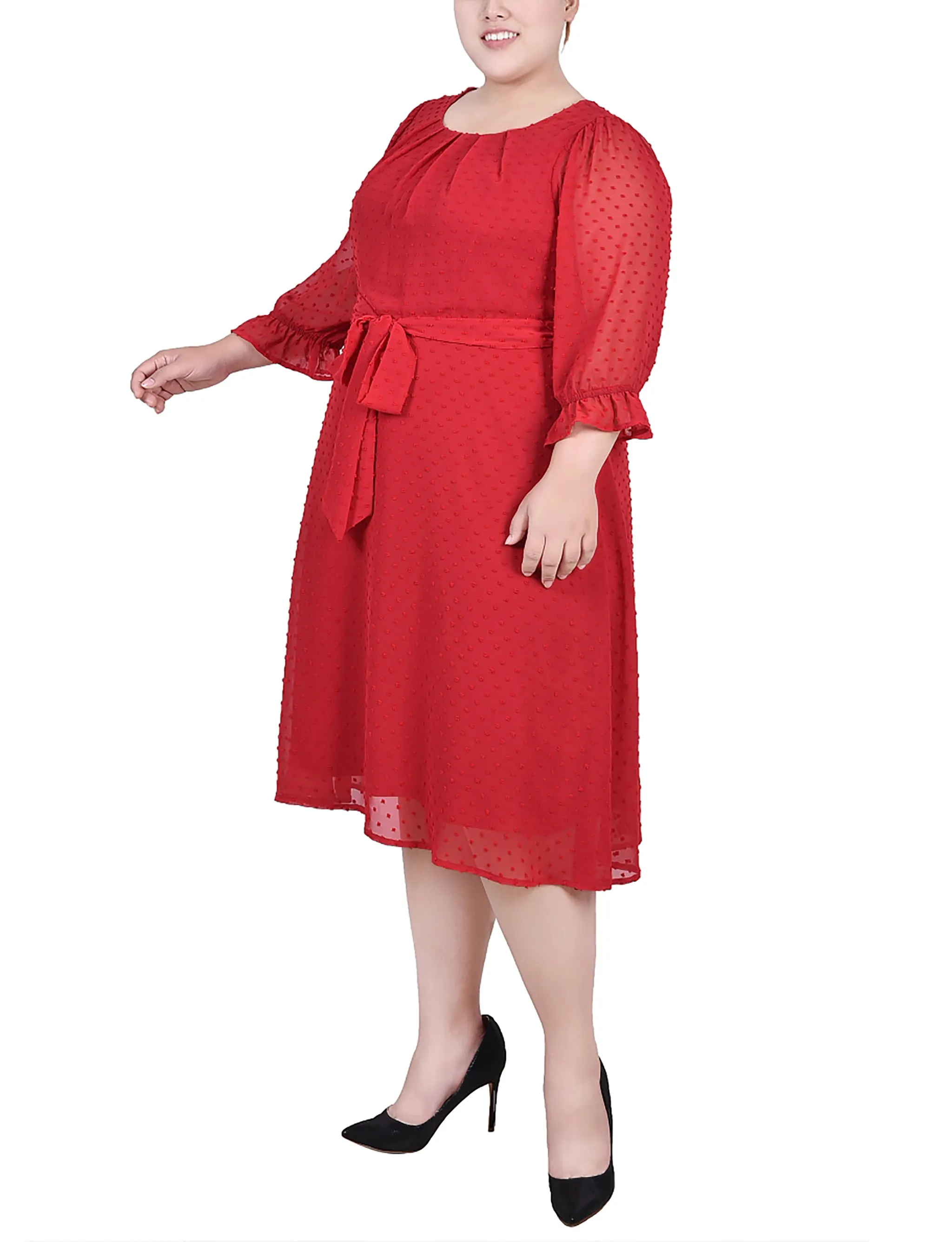 Jester Red 3/4 Sleeve Blouse With Necklace - Petite sold by Dress Barn product image thumbnail 2