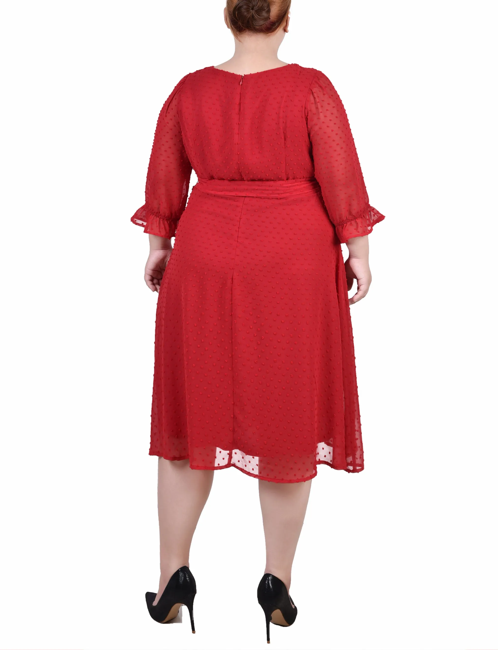 Jester Red 3/4 Sleeve Blouse With Necklace - Petite sold by Dress Barn product image thumbnail 3