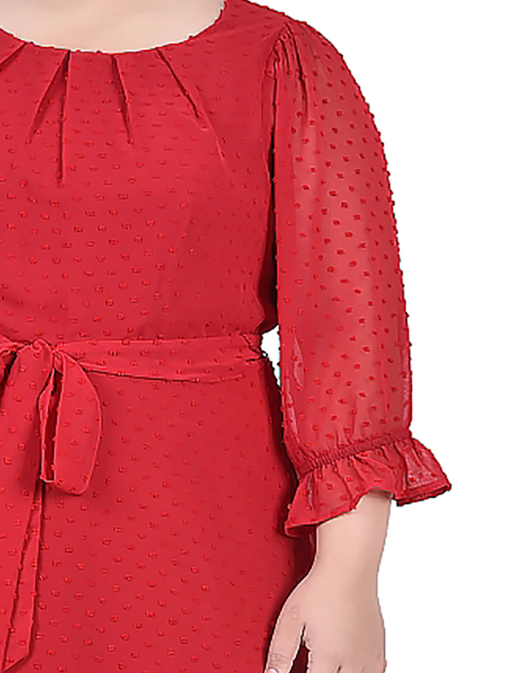 Jester Red 3/4 Sleeve Blouse With Necklace - Petite sold by Dress Barn product image thumbnail 4