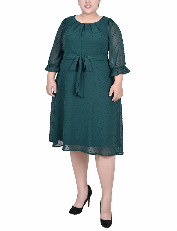 Botanical Garden 3/4 Sleeve Blouse With Necklace - Petite sold by Dress Barn