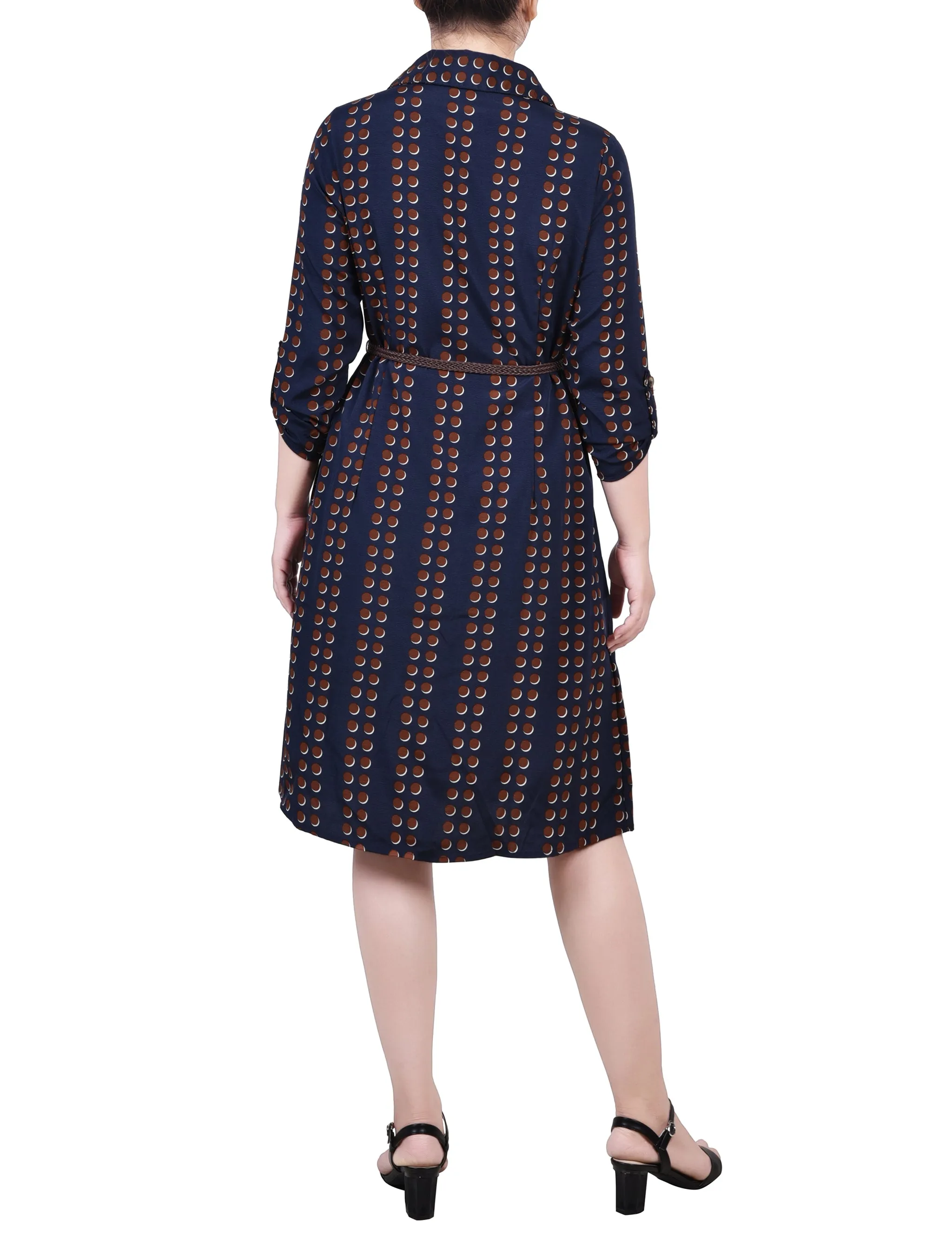 Navy Big Dot 3/4 Roll Tab Sleeve Shirtdress - Petite sold by Dress Barn product image thumbnail 3