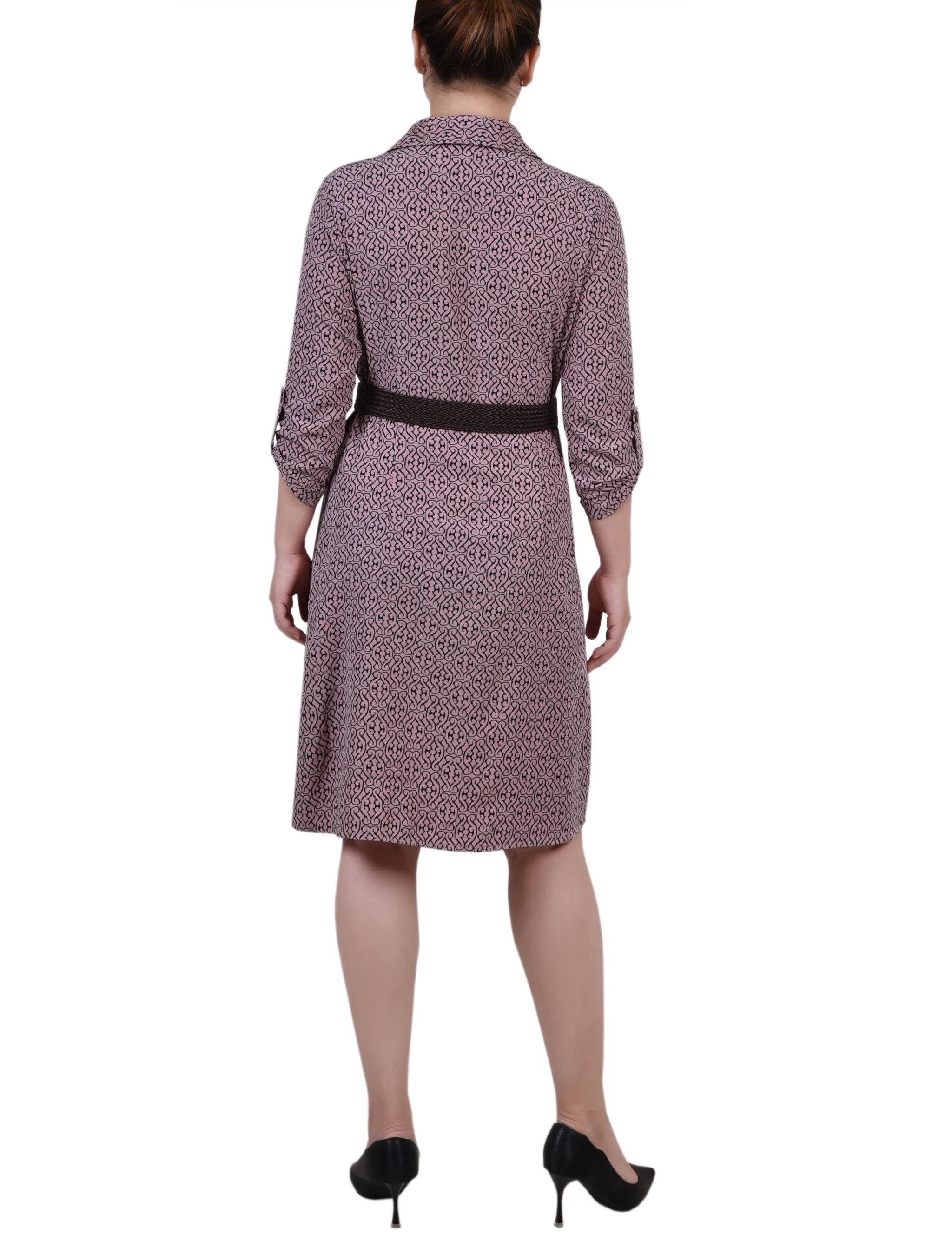 Lilas Black Swirl 3/4 Roll Tab Sleeve Shirtdress - Petite sold by Dress Barn product image thumbnail 3