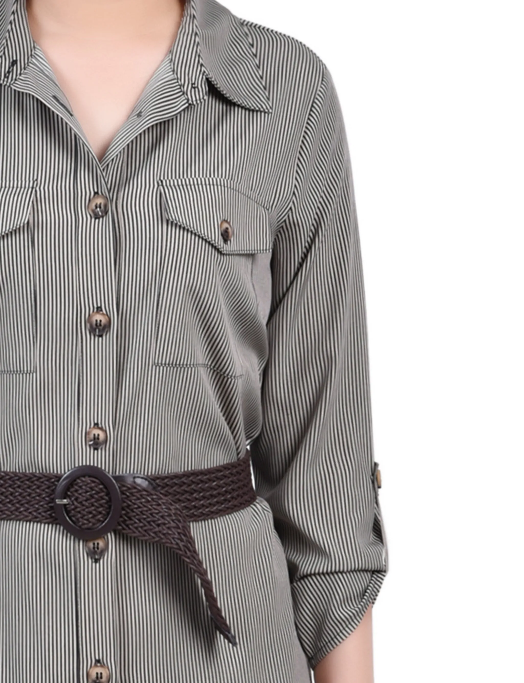 Dynamic Torterella 3/4 Roll Tab Sleeve Shirtdress - Petite sold by Dress Barn product image thumbnail 4