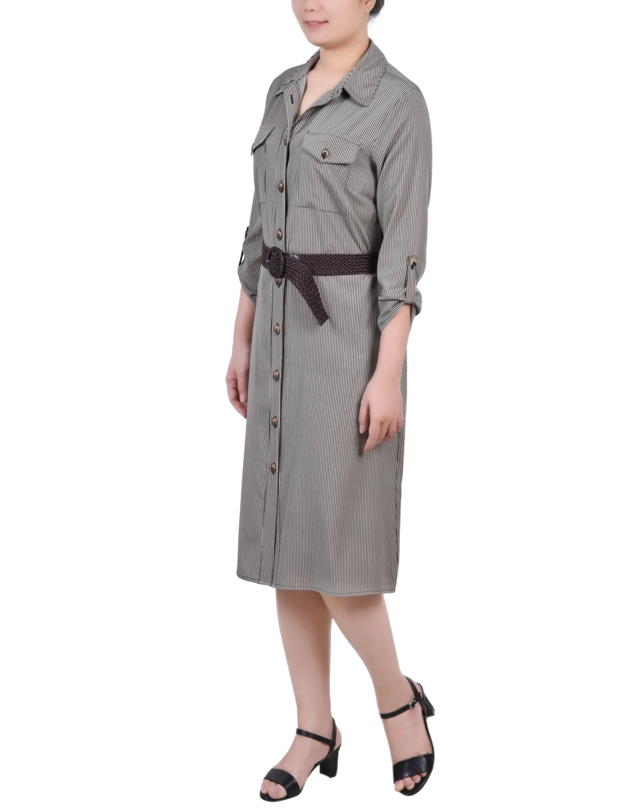 Dynamic Torterella 3/4 Roll Tab Sleeve Shirtdress - Petite sold by Dress Barn product image thumbnail 2