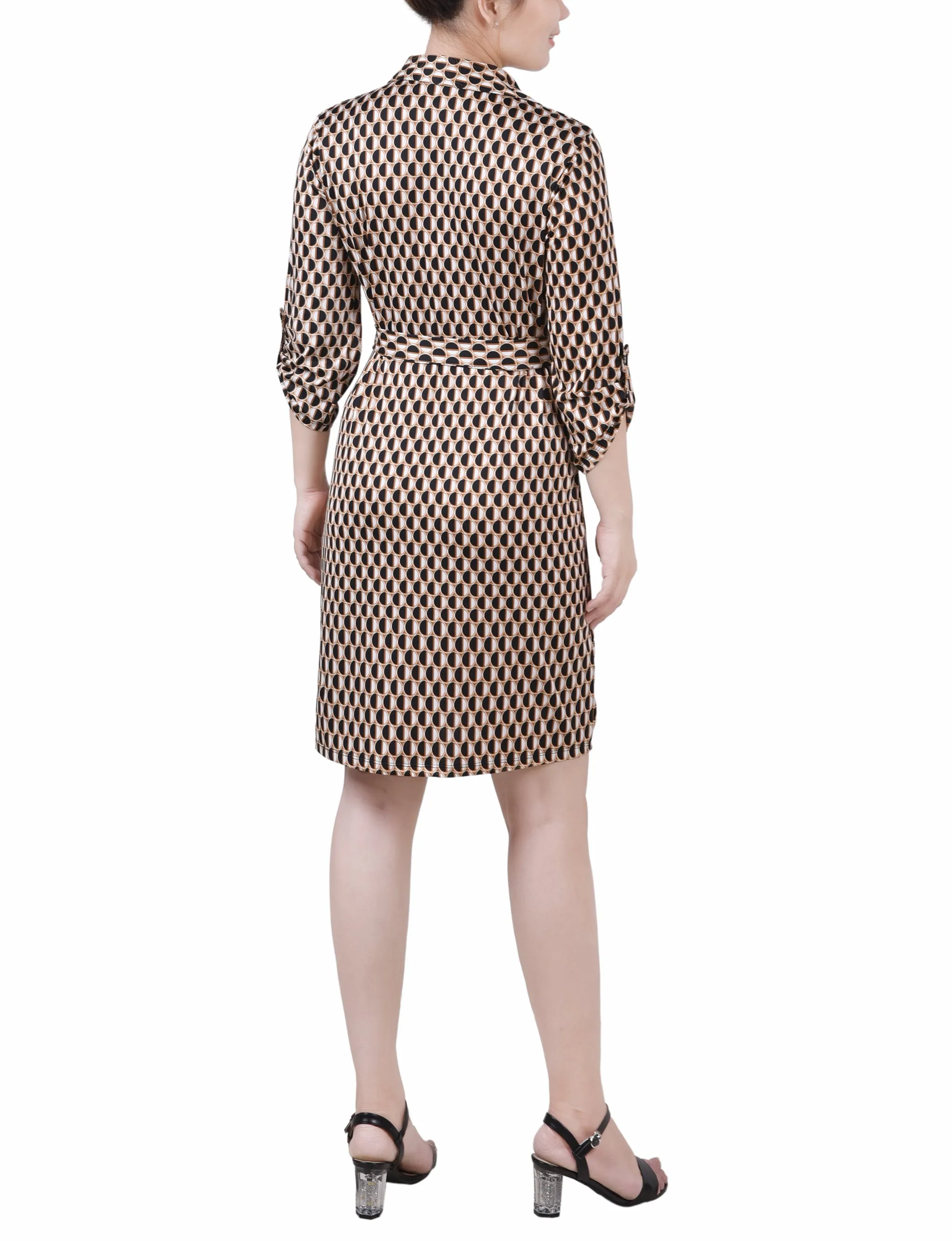 Meerkat Jen Dot 3/4 Roll Tab Sleeve Collared Dress - Petite sold by Dress Barn product image thumbnail 3