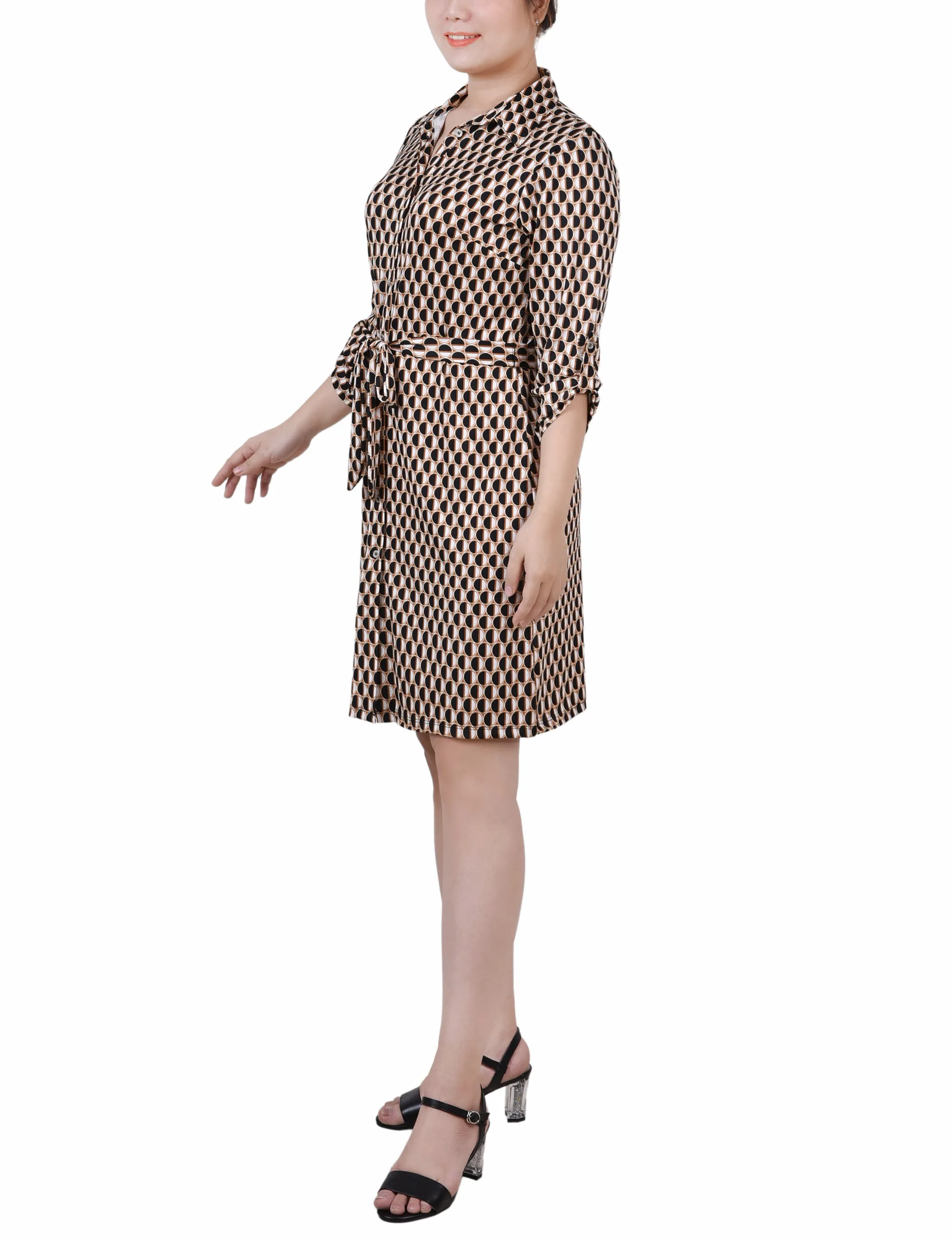 Meerkat Jen Dot 3/4 Roll Tab Sleeve Collared Dress - Petite sold by Dress Barn product image thumbnail 2