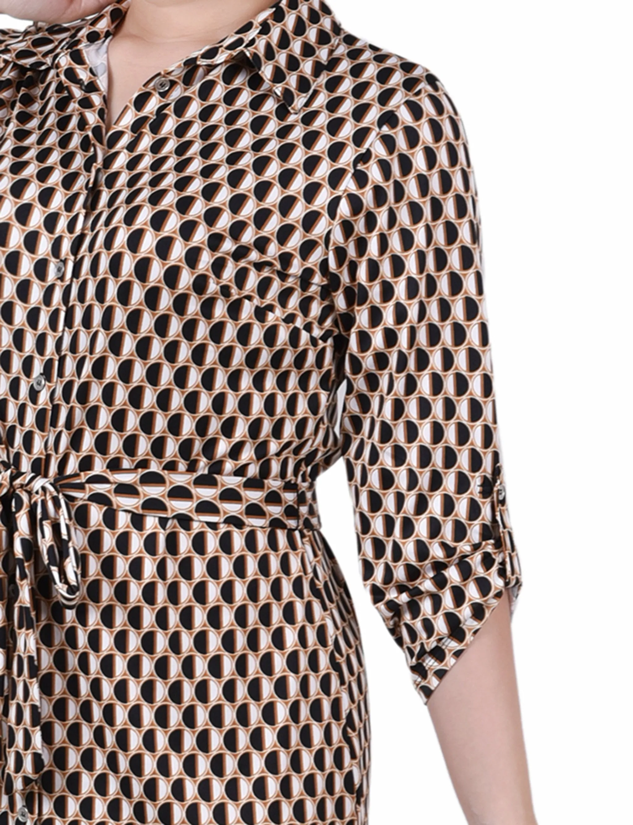 Meerkat Jen Dot 3/4 Roll Tab Sleeve Collared Dress - Petite sold by Dress Barn product image thumbnail 4