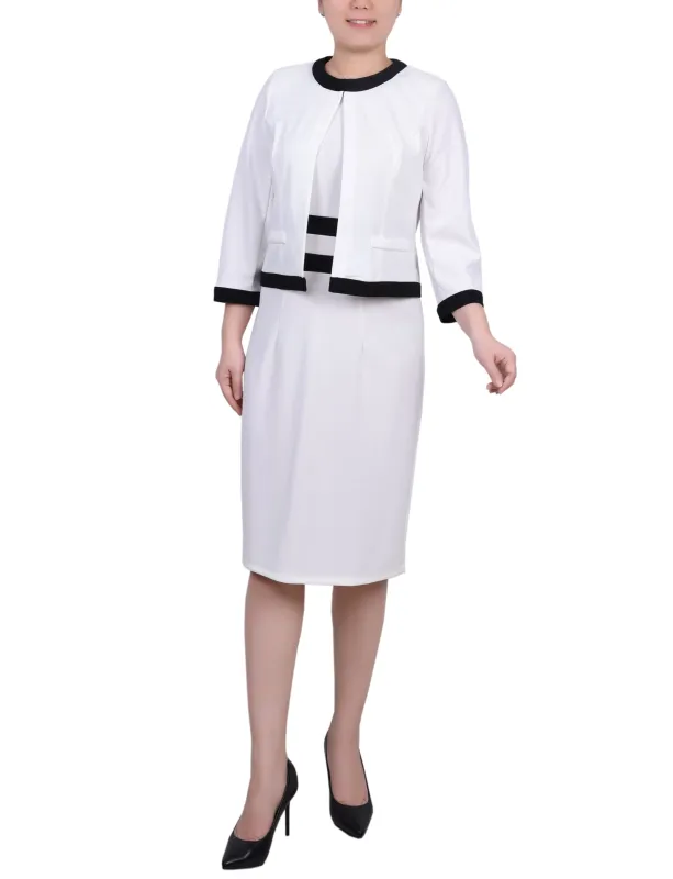 White Black Elbow Sleeve Colorblocked 2 Piece Dress Set sold by Dress Barn