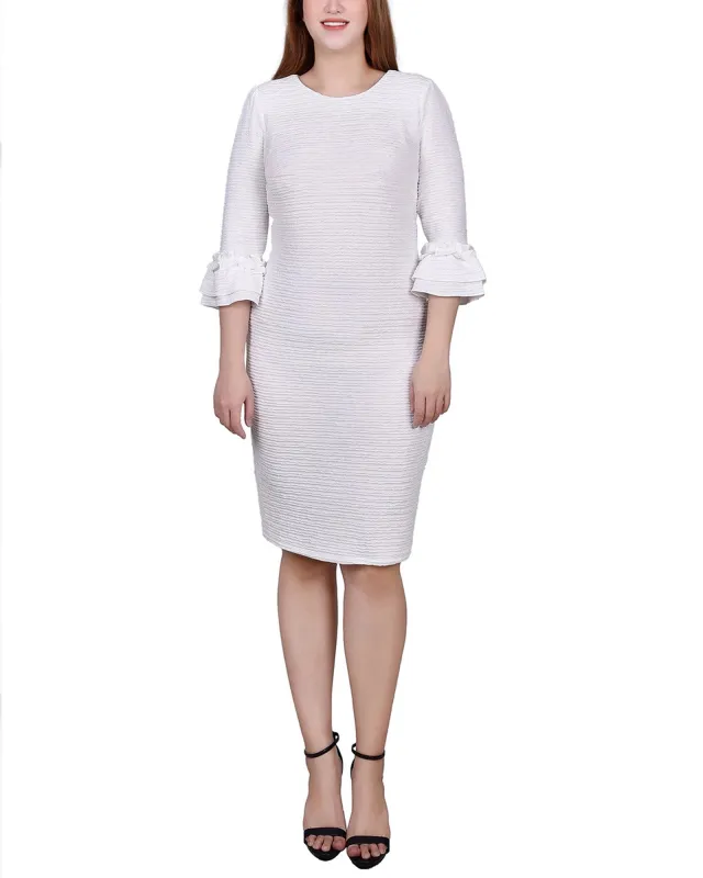 White 3/4 Sleeve Textured Knit Dress sold by Dress Barn