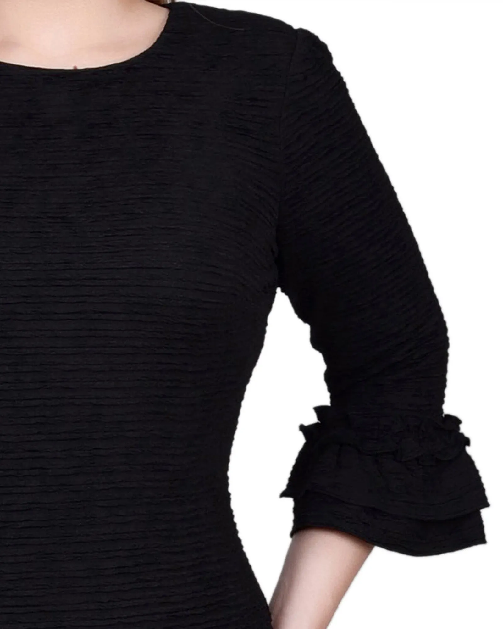 Black 3/4 Sleeve Textured Knit Dress sold by Dress Barn product image thumbnail 4