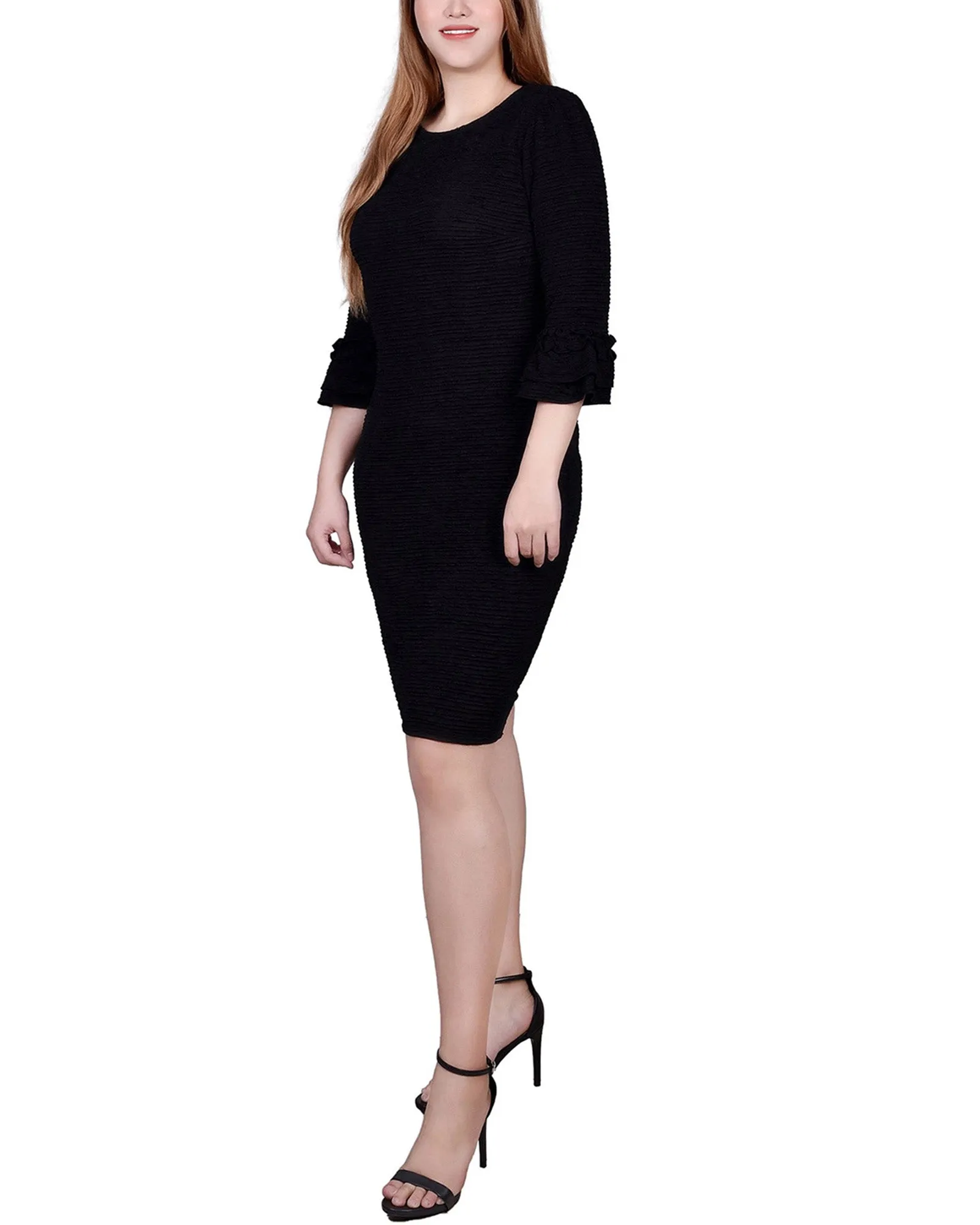 Black 3/4 Sleeve Textured Knit Dress sold by Dress Barn product image thumbnail 2
