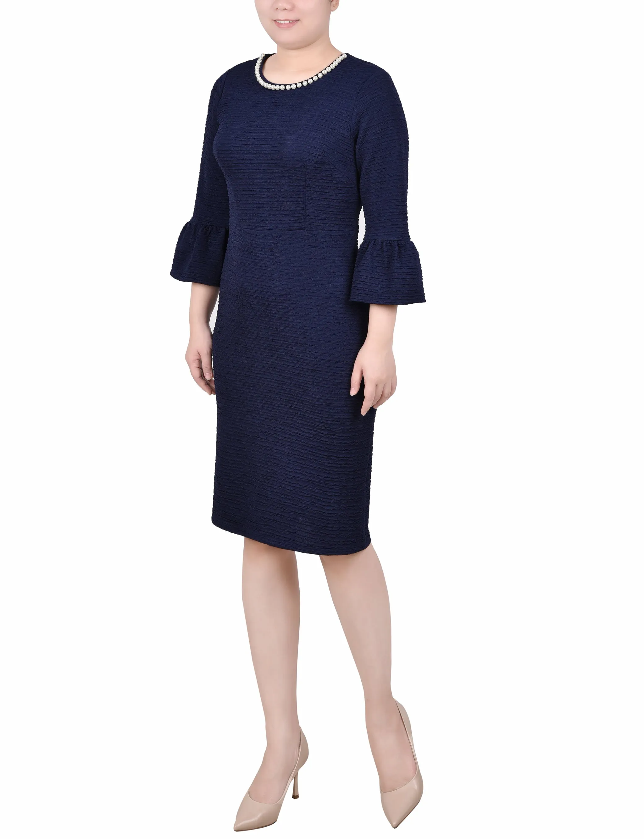 Navy 3/4 Length Pearl Detail Dress sold by Dress Barn product image thumbnail 2