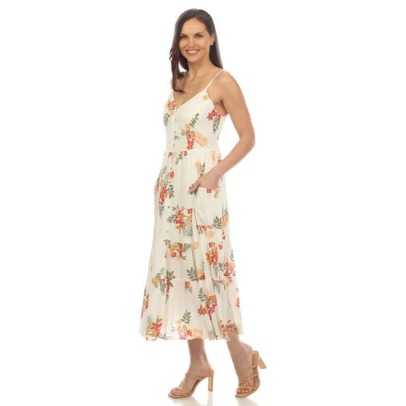 Women's V-Neck Floral Print Maxi Dress - Plus sold by Dress Barn