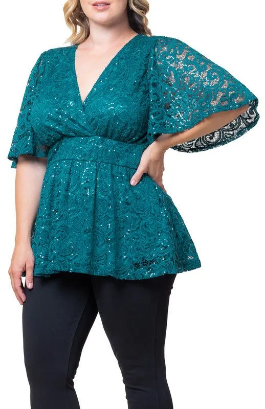 Stardust Sequin Lace Top - Plus sold by Dress Barn