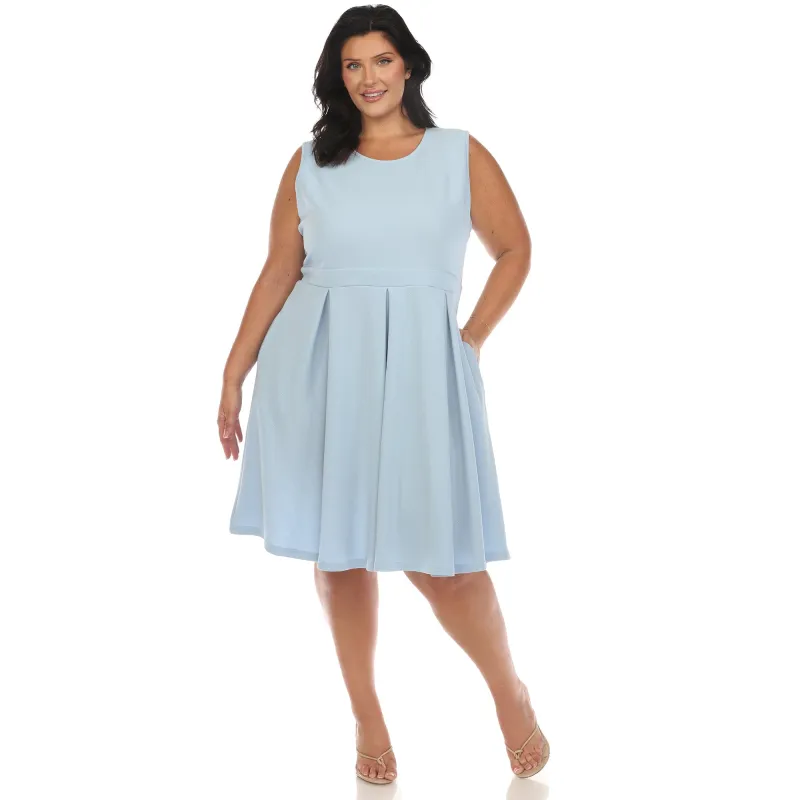 Solid Fit and Flare Dress - Plus sold by Dress Barn