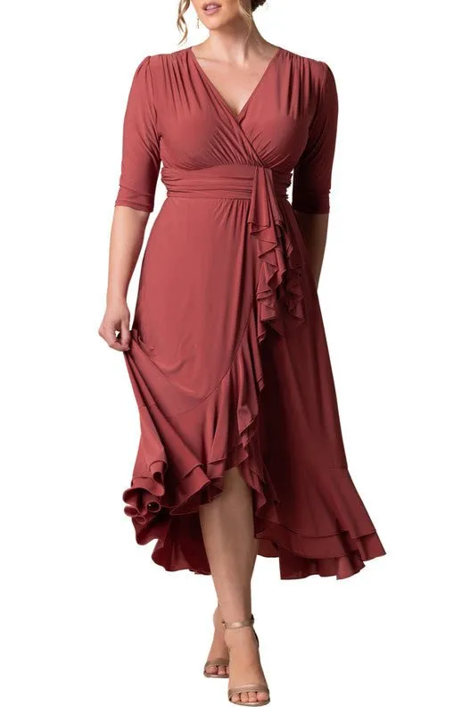 Veronica Ruffled Evening Gown, Rosy - Plus sold by Dress Barn