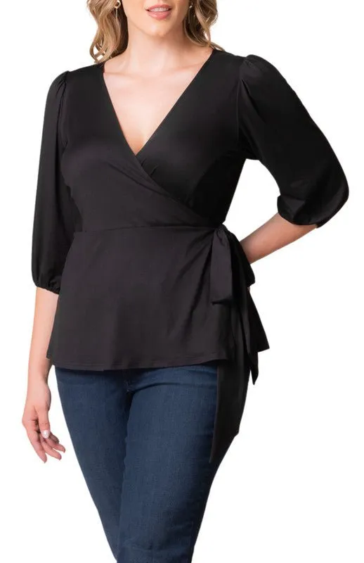 Nina 3/4 Sleeve Wrap Top - Plus sold by Dress Barn