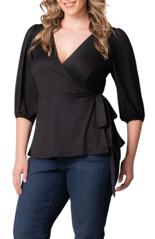Nina 3/4 Sleeve Wrap Top - Plus sold by Dress Barn product image thumbnail 5