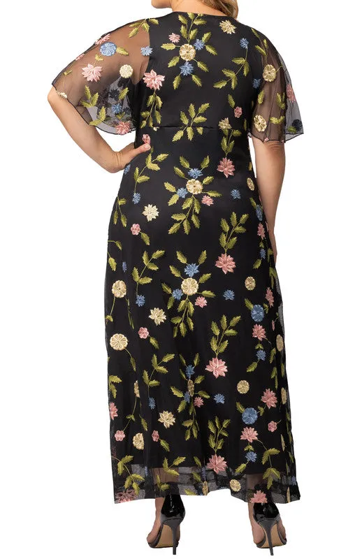 Black Blossom Print Embroidered Elegance Evening Gown - Plus sold by Dress Barn product image thumbnail 2