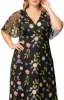 Black Blossom Print Embroidered Elegance Evening Gown - Plus sold by Dress Barn
