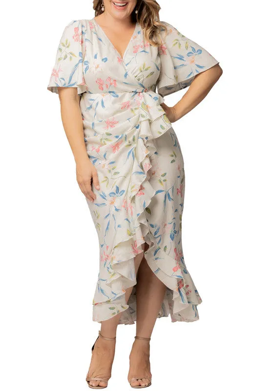 Lush Lily Print Alexandra Ruffle Faux Wrap Dress - Plus sold by Dress Barn