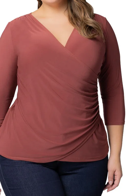 Marsala Femme Fatale Faux Wrap Top - Plus sold by Dress Barn product image thumbnail 3