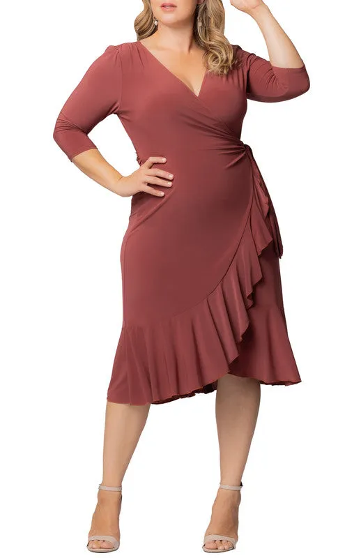 Marsala Whimsy Wrap Dress - Plus sold by Dress Barn