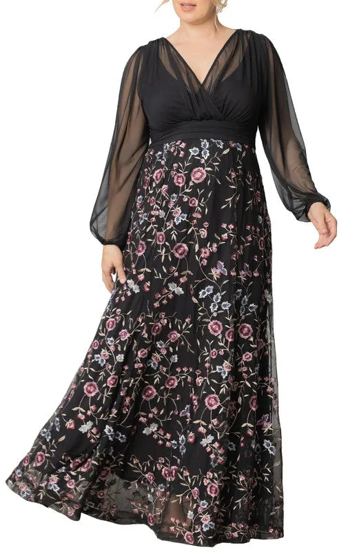Moonlit Garden Isabella Embroidered Mesh Gown - Plus sold by Dress Barn