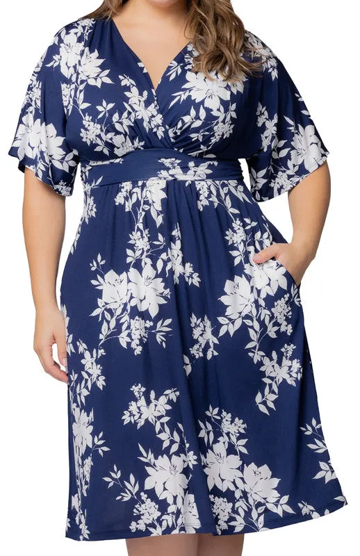Navy Floral Print Gia Midi Dress - Plus sold by Dress Barn product image thumbnail 3