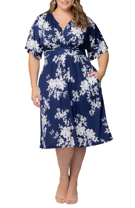 Navy Floral Print Gia Midi Dress - Plus sold by Dress Barn