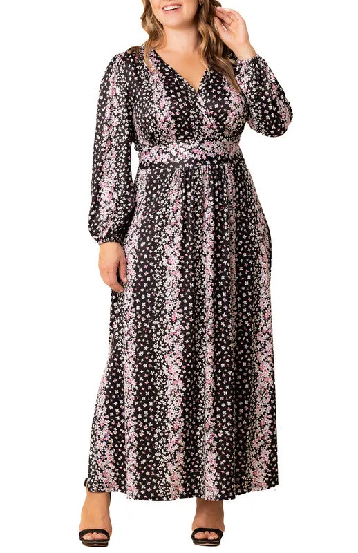Nightshade Floral Falls Kelsey Long Sleeve Maxi Dress - Plus sold by Dress Barn