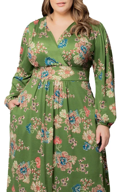 Olive Floral Print Diana Long Sleeve Midi Dress - Plus sold by Dress Barn product image thumbnail 3
