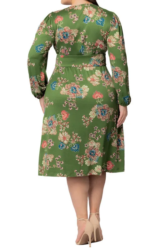 Olive Floral Print Diana Long Sleeve Midi Dress - Plus sold by Dress Barn product image thumbnail 2