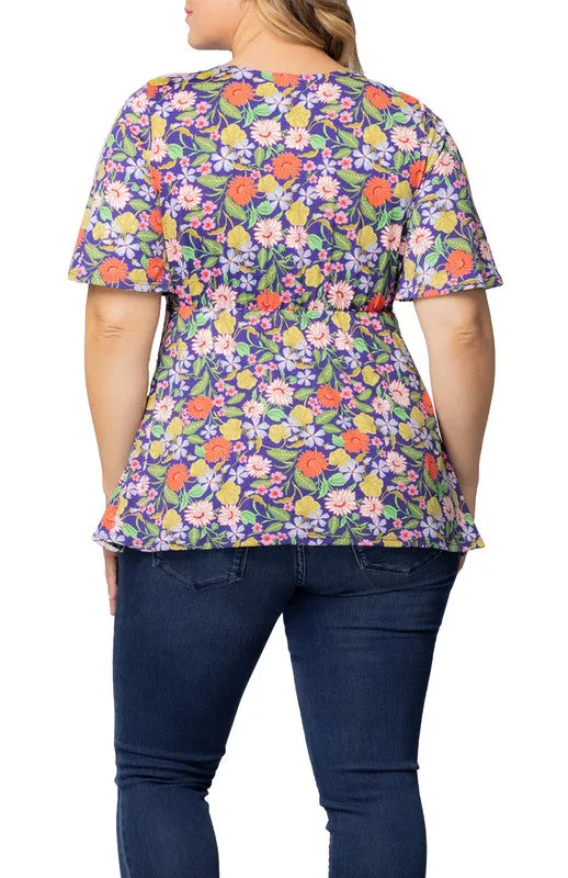 Vibrant Garden Print Abby Twist Front Top - Plus sold by Dress Barn product image thumbnail 2