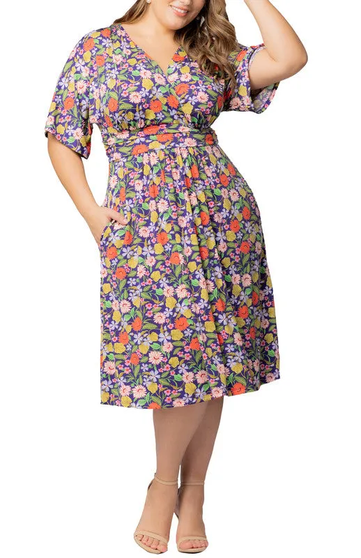 Vibrant Garden Print Gia Midi Dress - Plus sold by Dress Barn