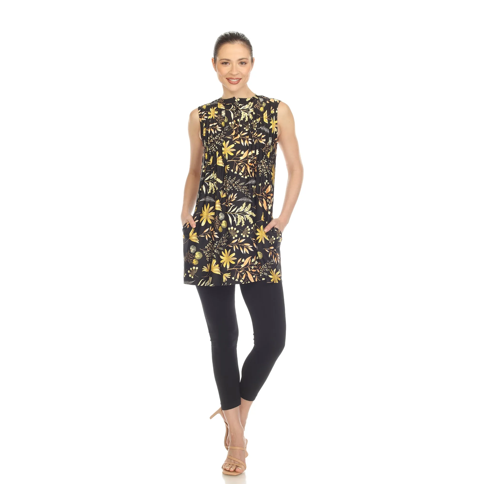 Black Floral Sleeveless Tunic Top sold by Dress Barn product image thumbnail 5