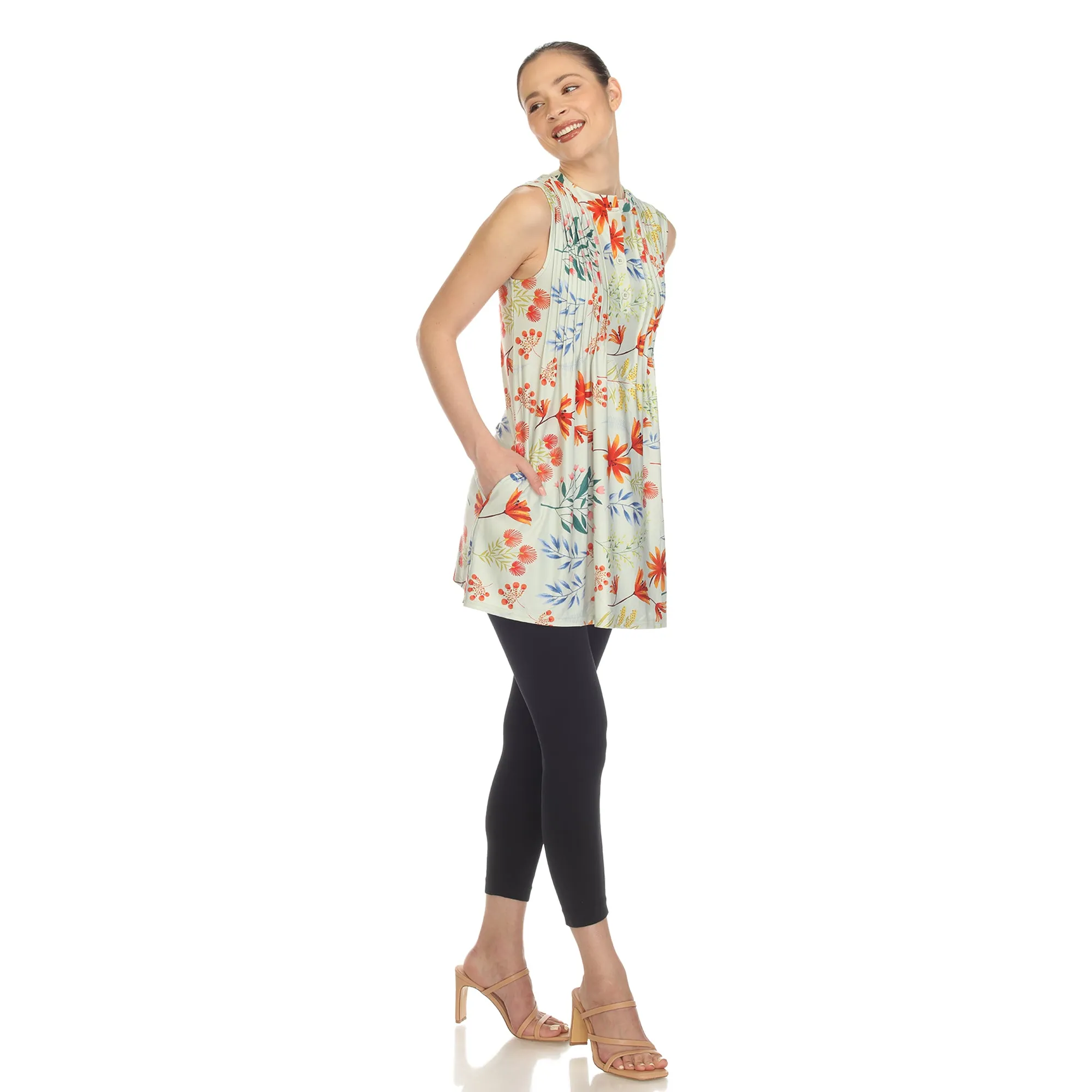 Sage Floral Sleeveless Tunic Top sold by Dress Barn product image thumbnail 5