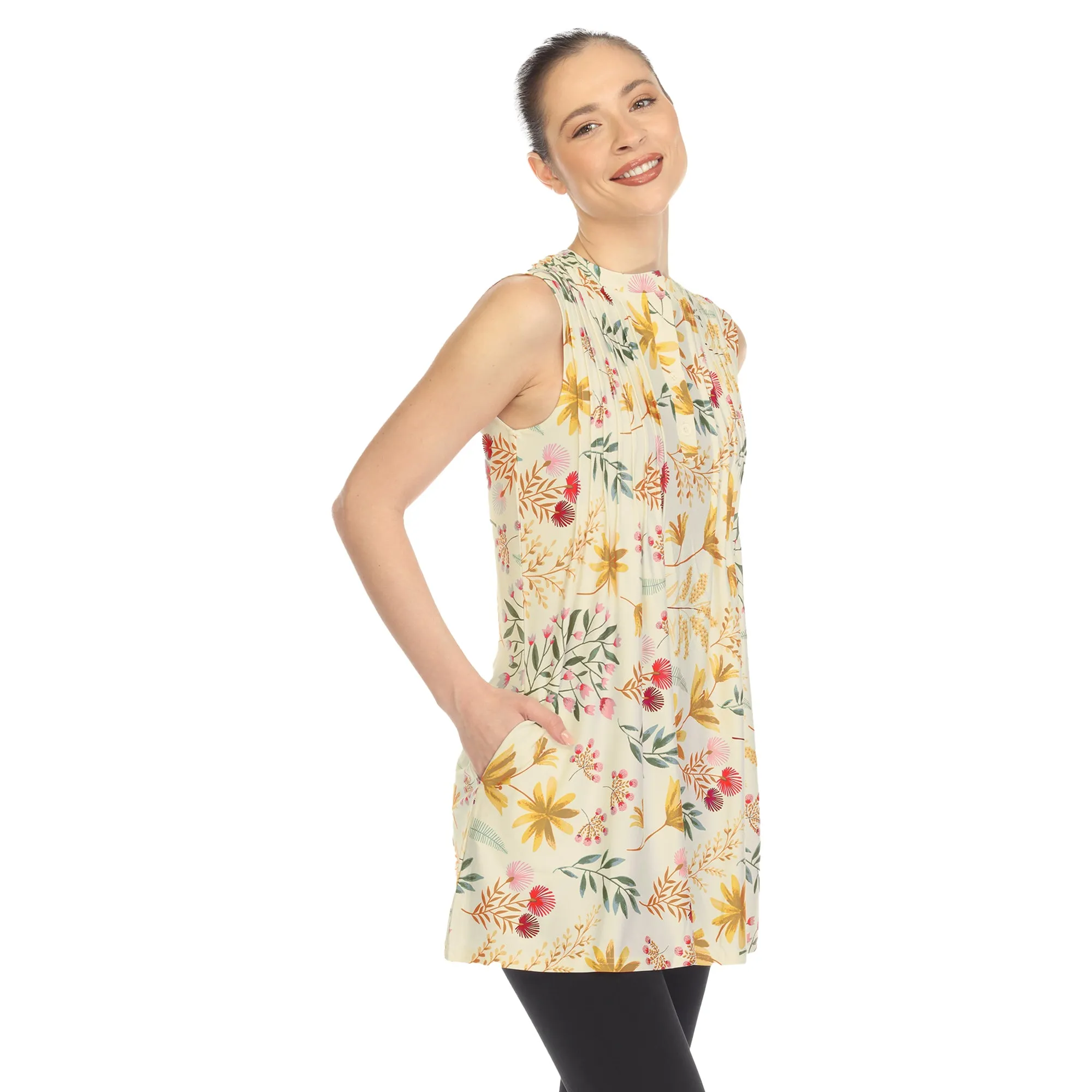 Beige Floral Sleeveless Tunic Top sold by Dress Barn product image thumbnail 2
