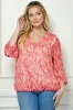 3/4 Button Cuff Sleeve 3 Button V-Neck Smock Shoulder Popover Lined Bubble Blouse - Plus sold by Dress Barn