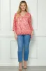 3/4 Button Cuff Sleeve 3 Button V-Neck Smock Shoulder Popover Lined Bubble Blouse - Plus sold by Dress Barn