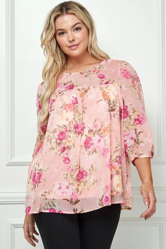 3/4 Knot Sleeve Front & Back Yoke Lined Blouse - Plus sold by Dress Barn