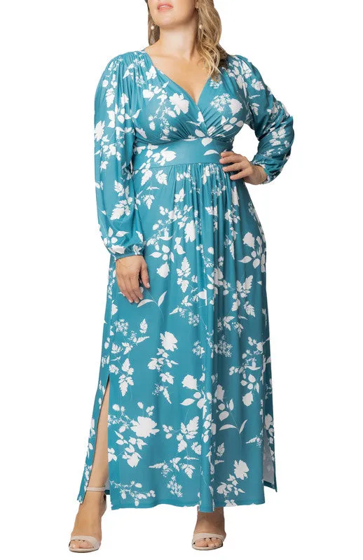 Turquoise Kelsey Long Sleeve Maxi Dress - Plus sold by Dress Barn
