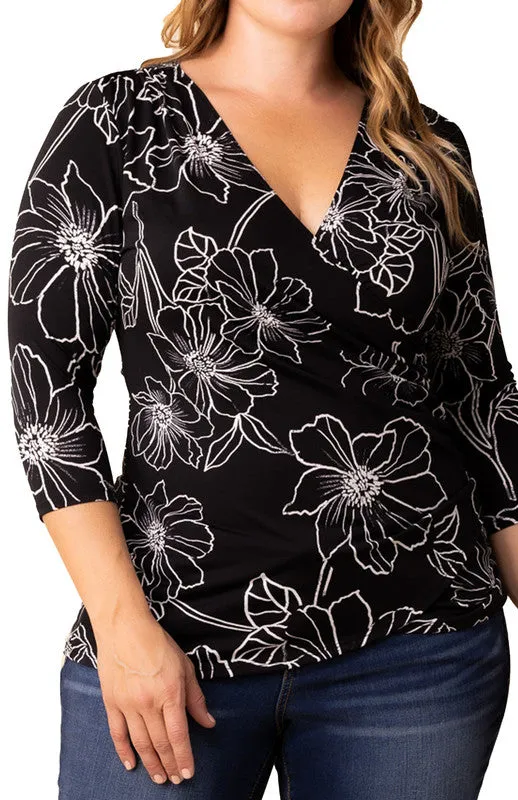 Femme Fatale Faux Wrap Top, Black - Plus sold by Dress Barn product image thumbnail 3