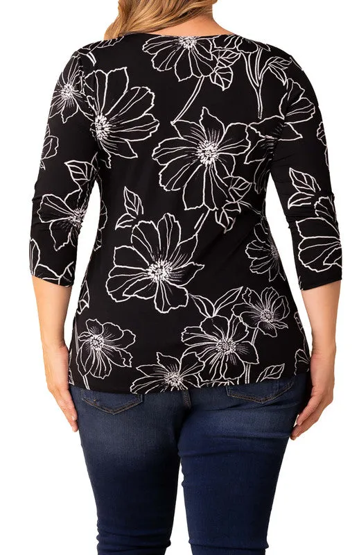 Femme Fatale Faux Wrap Top, Black - Plus sold by Dress Barn product image thumbnail 2