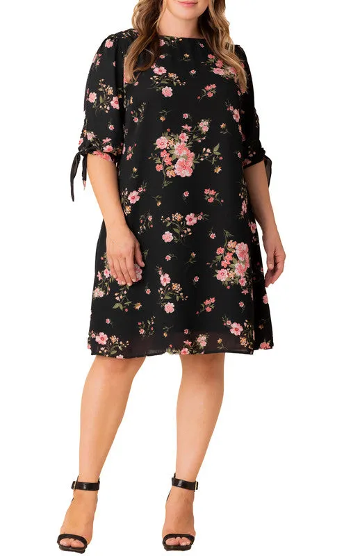 Black Floral Manhattan A-Line Shift Dress - Plus sold by Dress Barn