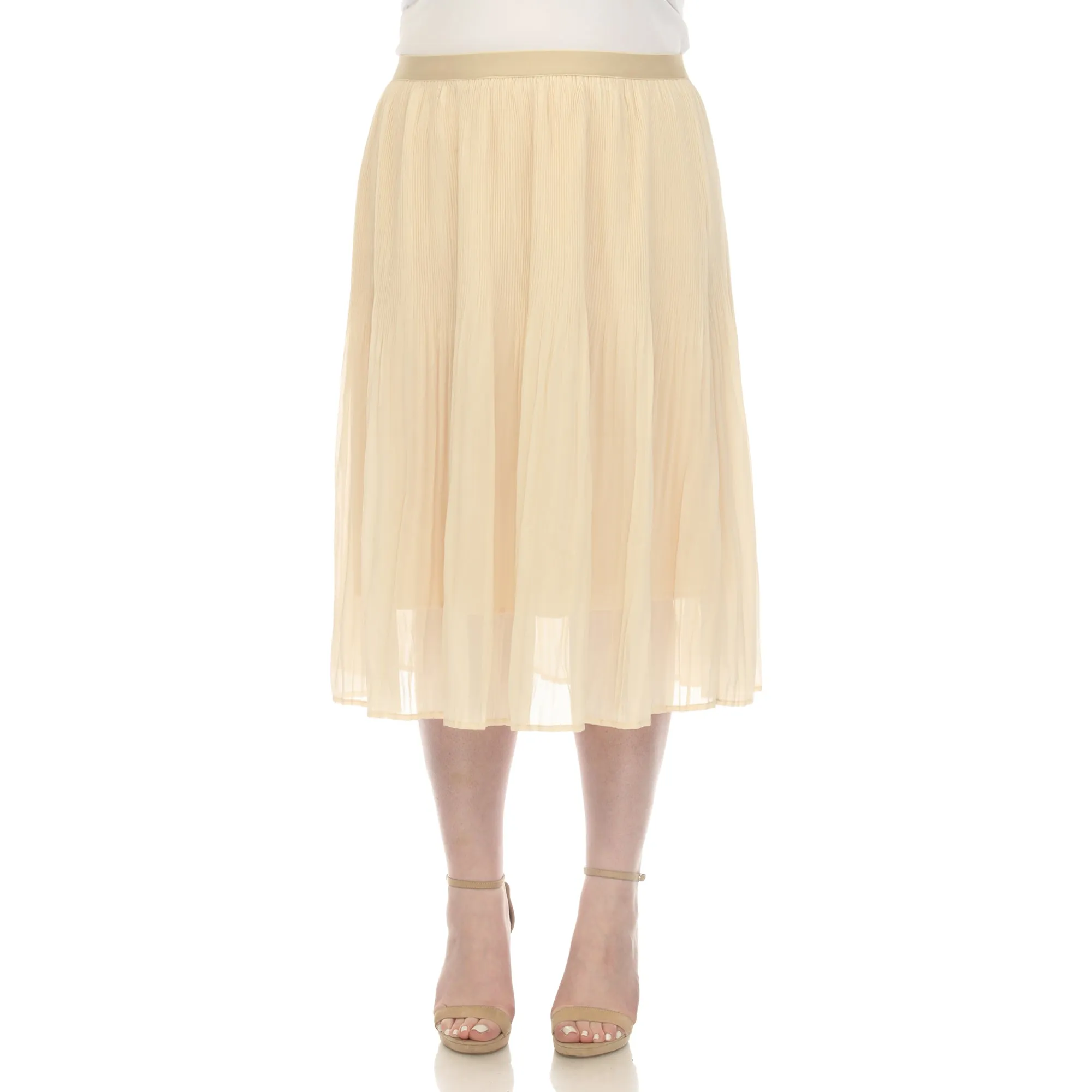 Plus Size Pleated Chiffon Midi Skirt sold by Dress Barn