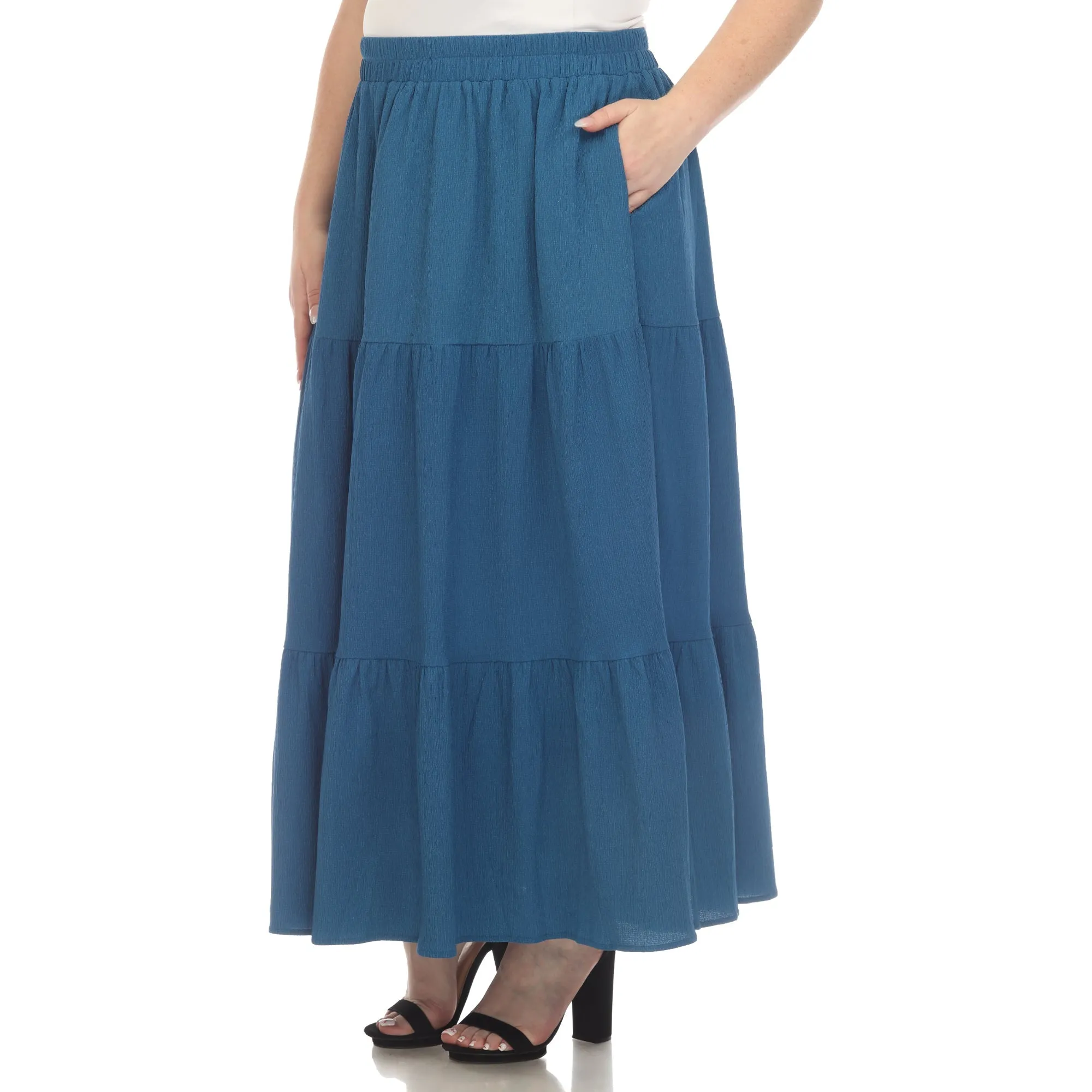 Pleated Tiered Maxi Skirt - Plus sold by Dress Barn
