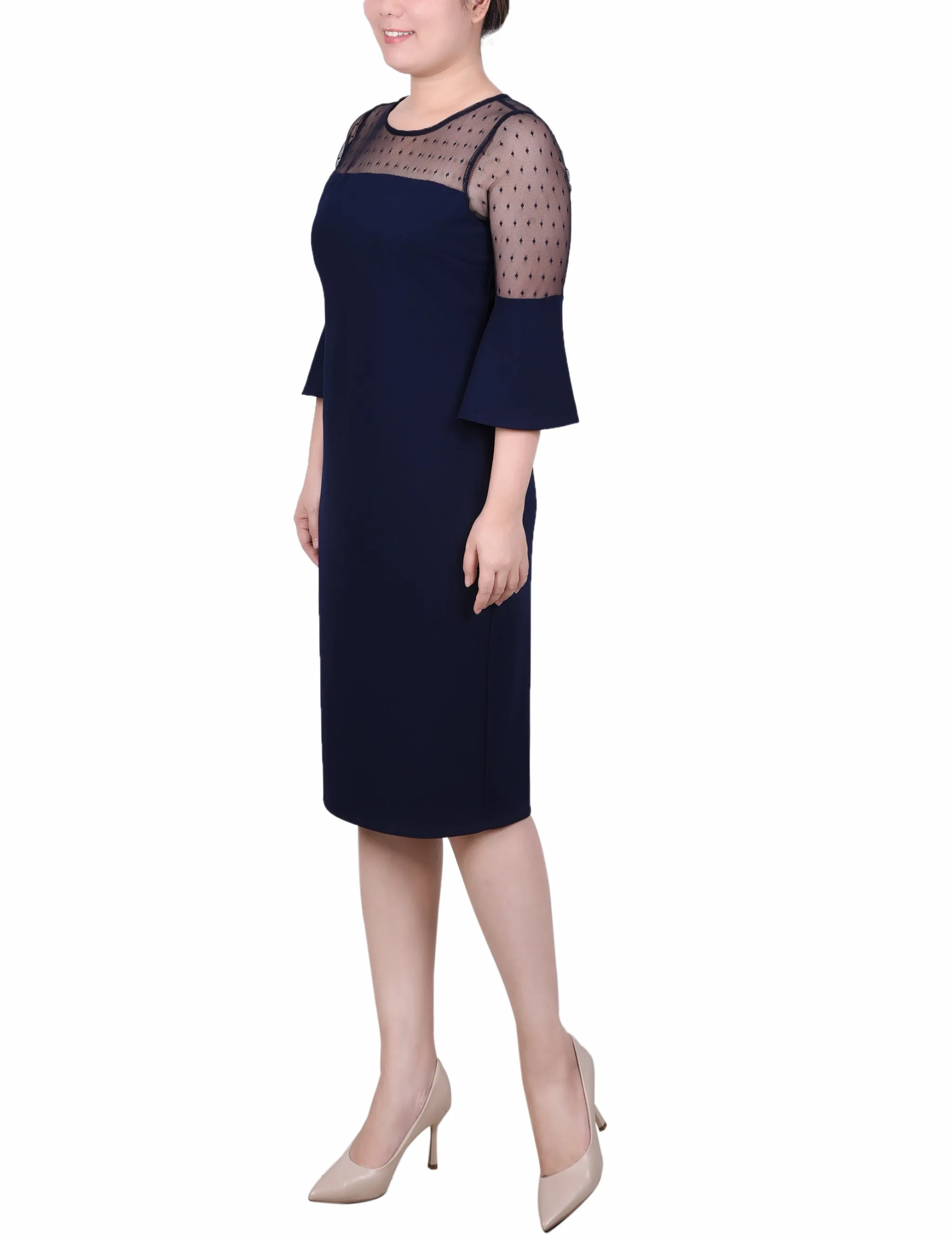 Navy Illusion Neck Scuba Dress sold by Dress Barn product image thumbnail 2