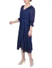 Navy 3/4 Sleeve V-Neck Flounced Dress sold by Dress Barn